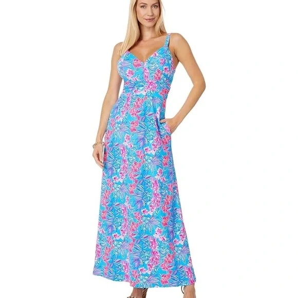 royal blue strapless maxi dress Royal Blue Strapless Pleated Top Maxi Dress With Slit